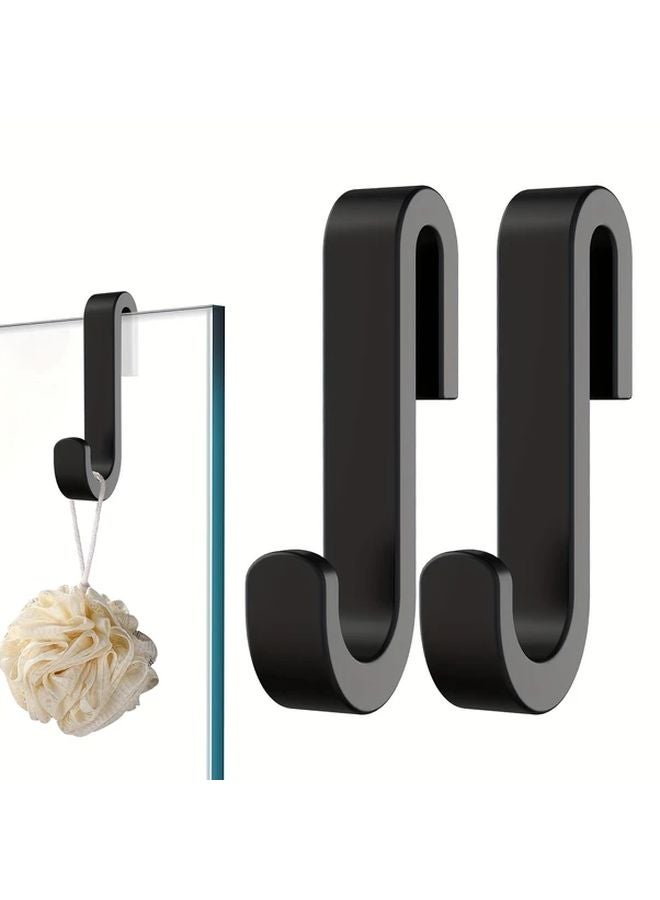 2Pcs Black Heavy Duty Silicone Hooks Non Slip Space Saving No Drill Installation - Image 1
